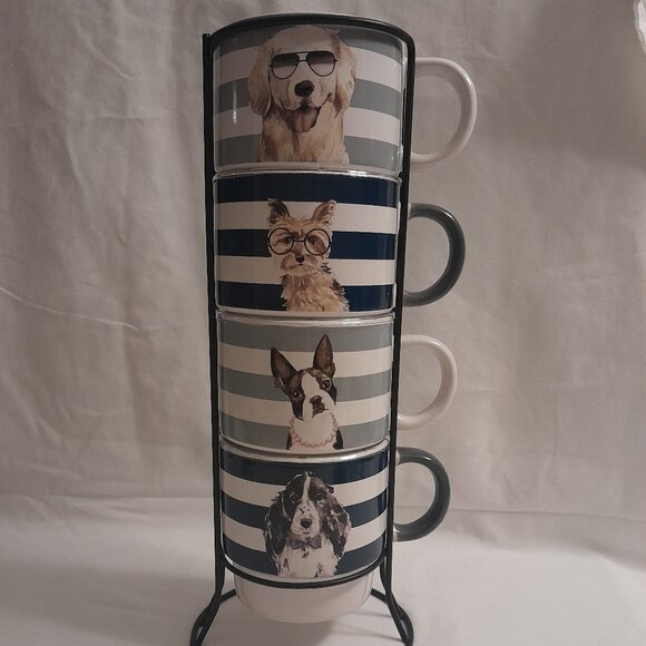 Stackable Stoneware Dog Mugs - Picture 1 of 9